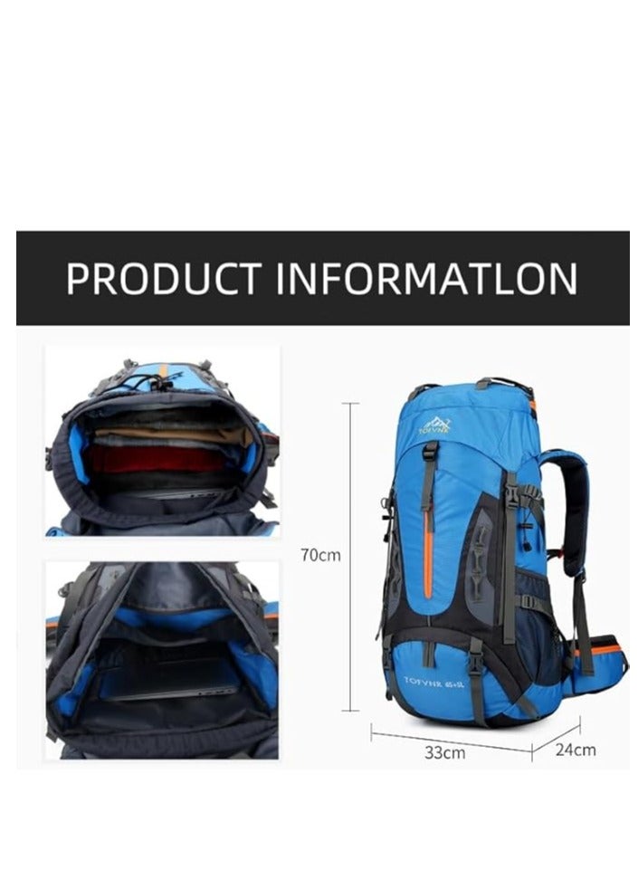 تراسل حقيبة ظهر للتخييم والمشي لمسافات طويلة سعة 70 لتر، حقيبة ظهر رياضية خارجية للسفر في الهواء الطلق قابلة للطي وخفيفة الوزن ومقاومة للماء حقيبة نهارية كبيرة السعة للمشي لمسافات طويلة والتخييم وركوب الدراجات والتسلق والسفر - Image 4