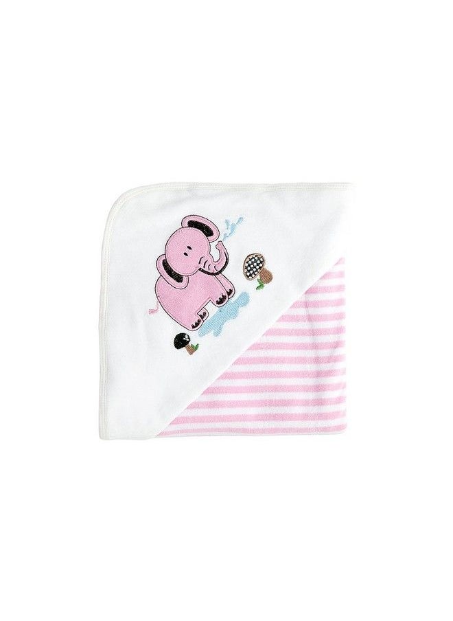 My Milestones - Terry Hooded Baby Infant Toddler Bath Toweldual Layeredpink Striped - Image 1