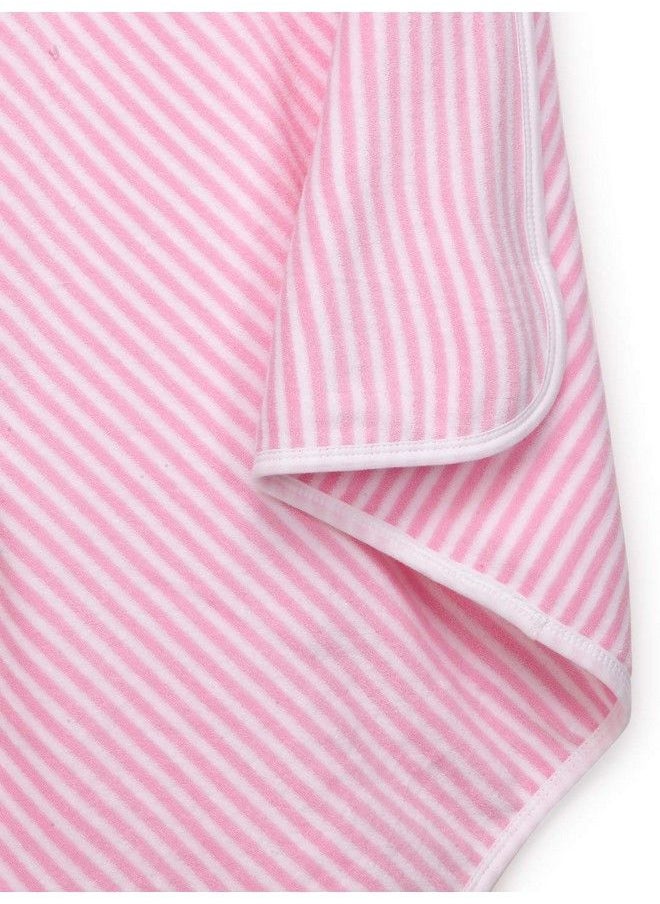My Milestones - Terry Hooded Baby Infant Toddler Bath Toweldual Layeredpink Striped - Image 1