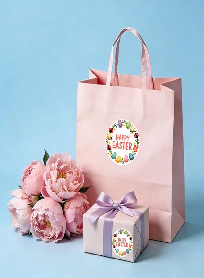SLGIFT 48 Round Stickers Featuring Colorful Easter Eggs, Ladybugs, and Bees with Floral Designs for Cheerful Easter Gift Wrapping - Image 5