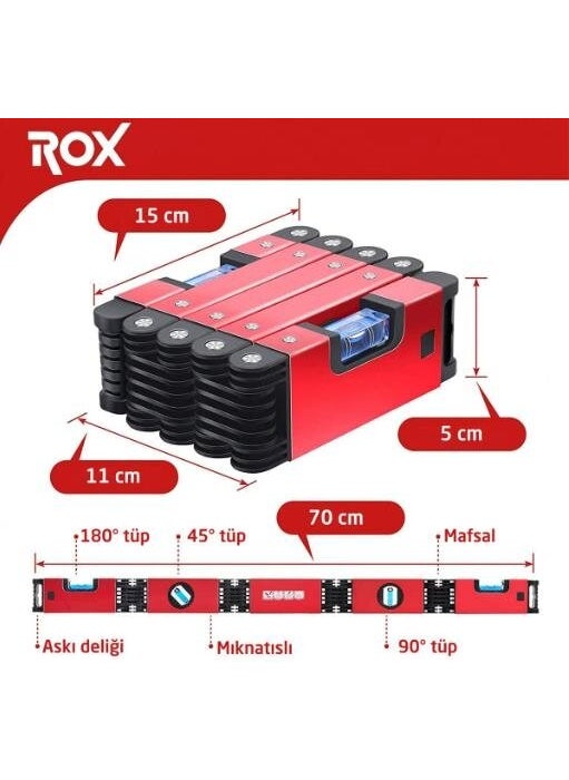 ROX 0176 Magnetic Aluminum Folding Spirit Level 70 cm  - Image 3