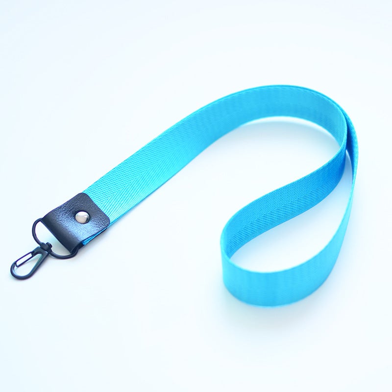 Solid color mobile phone lanyard wide version webbing lanyard hook buckle neck human pattern long work card lanyard keychain manufacturers - Image 1