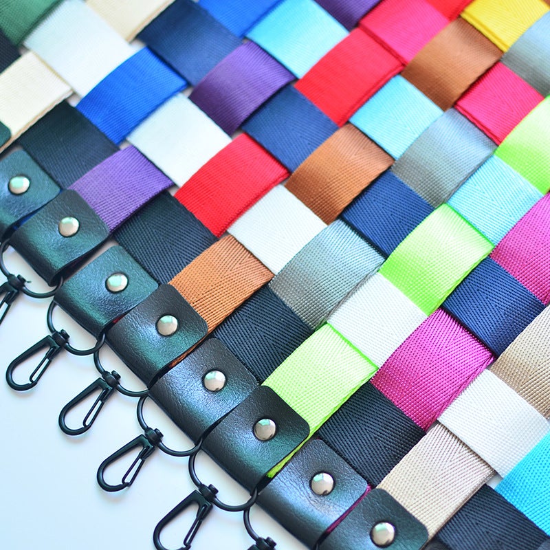 Solid color mobile phone lanyard wide version webbing lanyard hook buckle neck human pattern long work card lanyard keychain manufacturers - Image 3