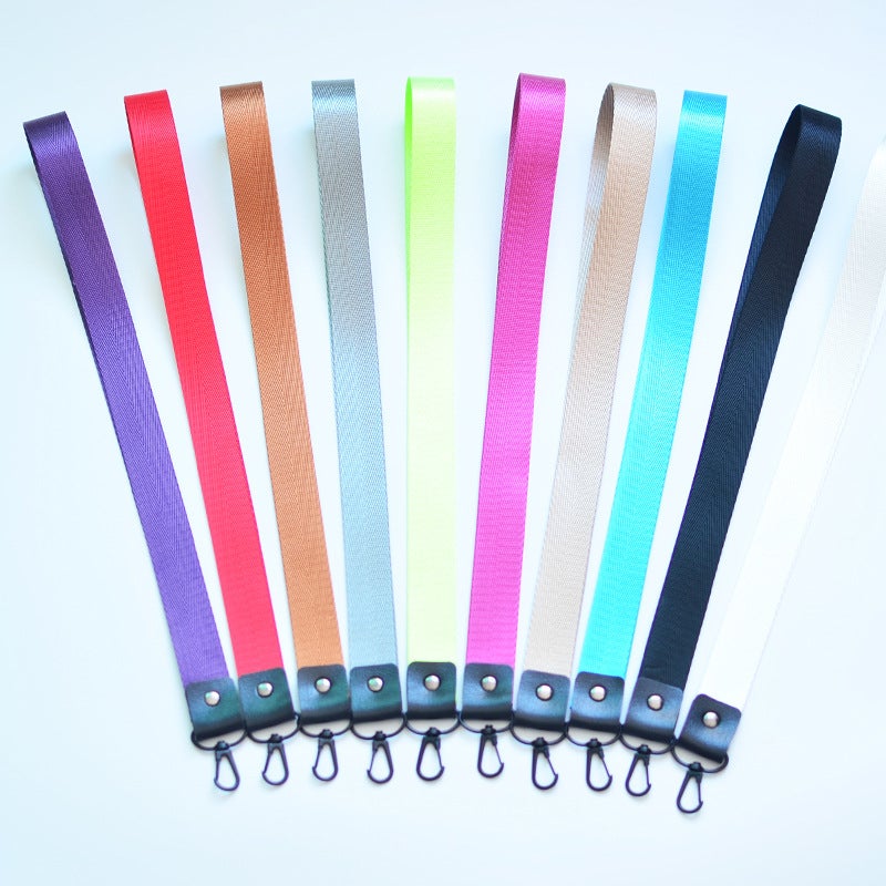 Solid color mobile phone lanyard wide version webbing lanyard hook buckle neck human pattern long work card lanyard keychain manufacturers - Image 5