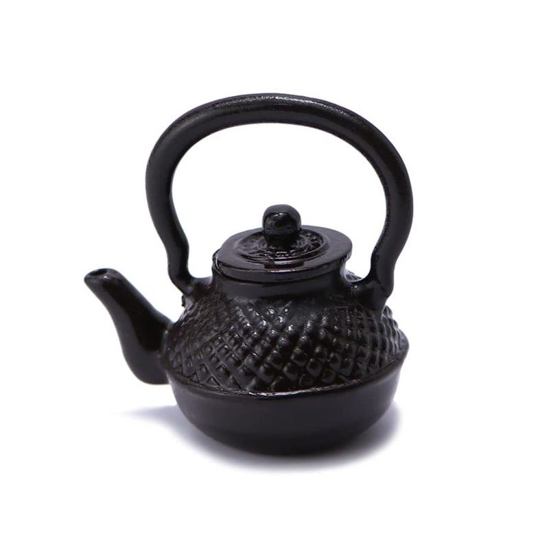 Cutemini Dollhouse Miniature Vivid Teapot Tea Kettle 112 Scale Kitchen Copper Model Artificial House Decoration Food Ornament Accessories Black - Image 3