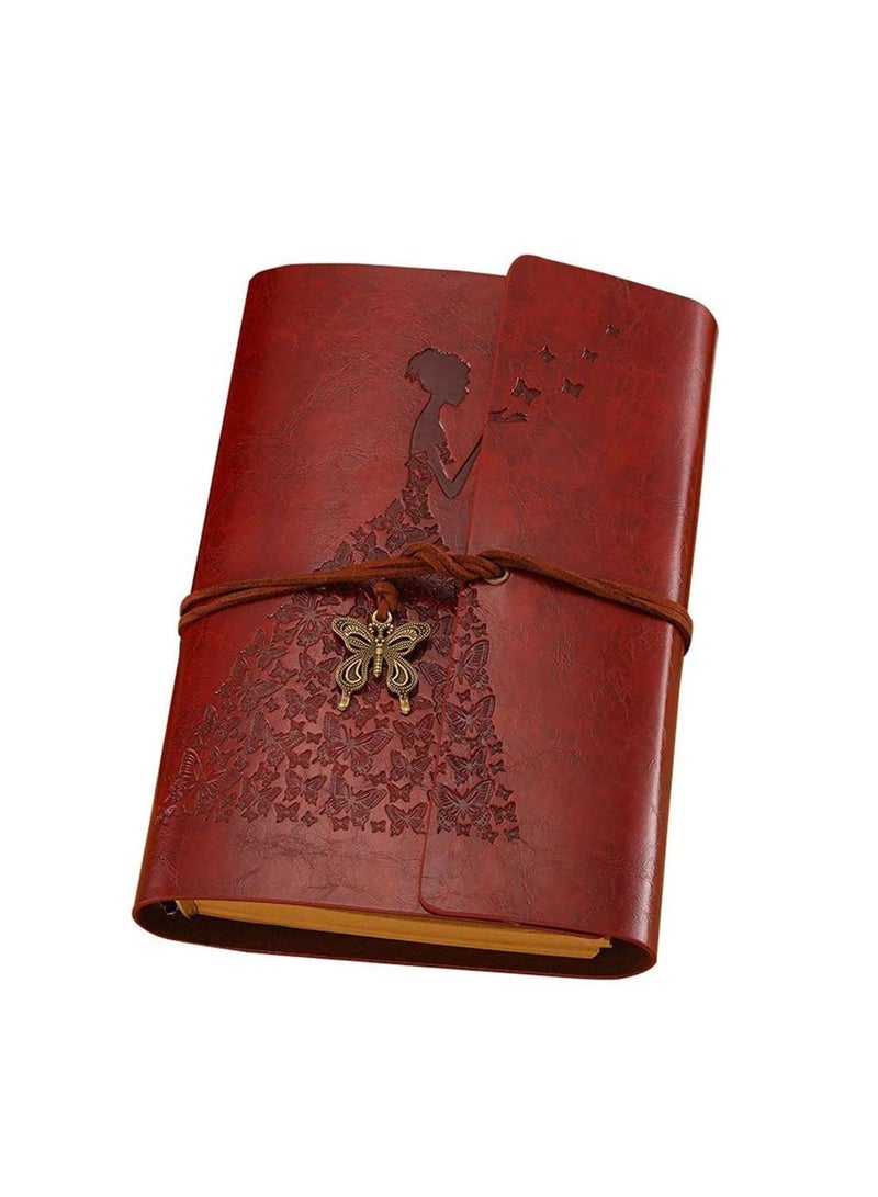 Vintage Leather Journal Notebook Refillable Spiral Bound Diary with Kraft Paper Blank Pages Travel Sketchbook Ideal for Gifts and Souvenirs for Women - Image 1