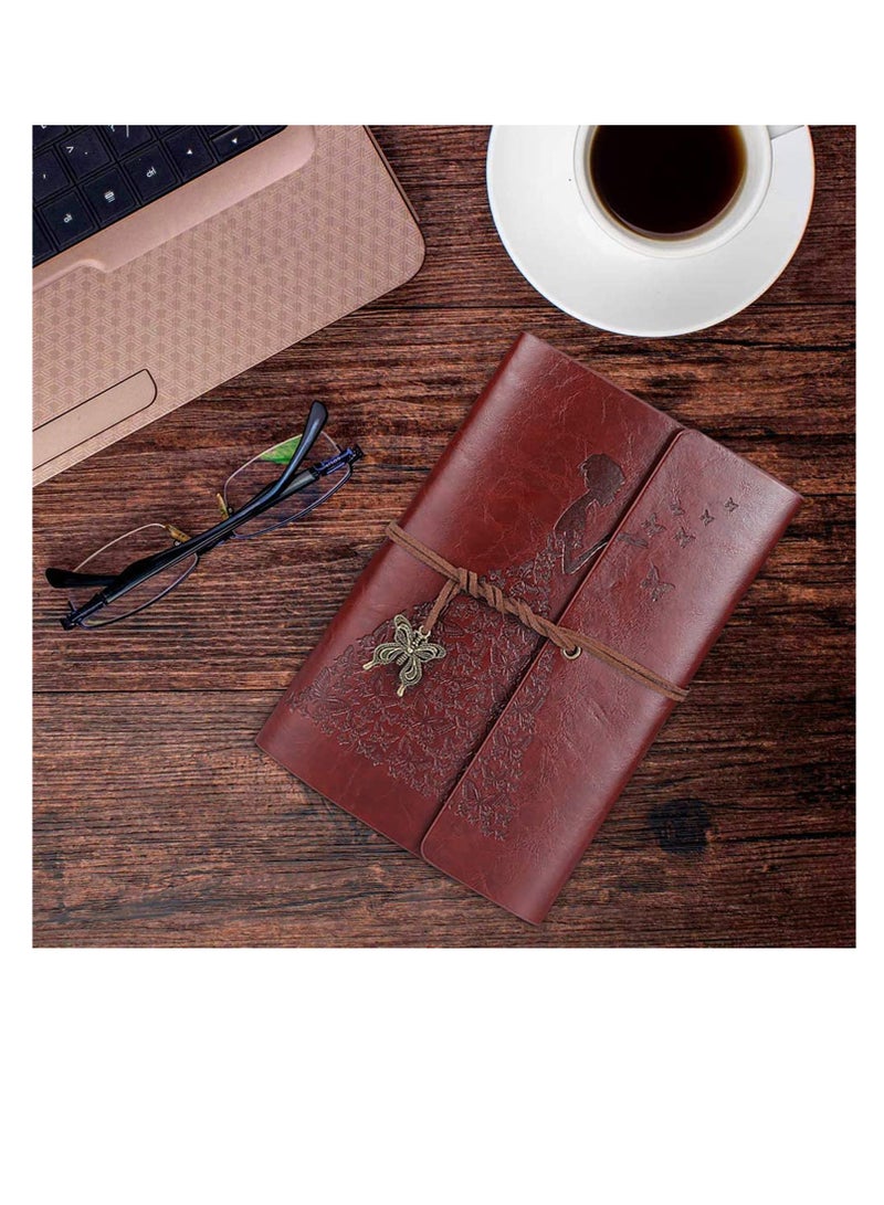 Vintage Leather Journal Notebook Refillable Spiral Bound Diary with Kraft Paper Blank Pages Travel Sketchbook Ideal for Gifts and Souvenirs for Women - Image 5