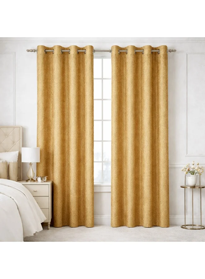 Bliss Casa Bliss Casa Indigo Plus Window Curtains 2 Pack 240 x 140 cm – Heavy Fabric Printed Eyelet Curtains for Bedroom & Living Room – Premium Home Drapes