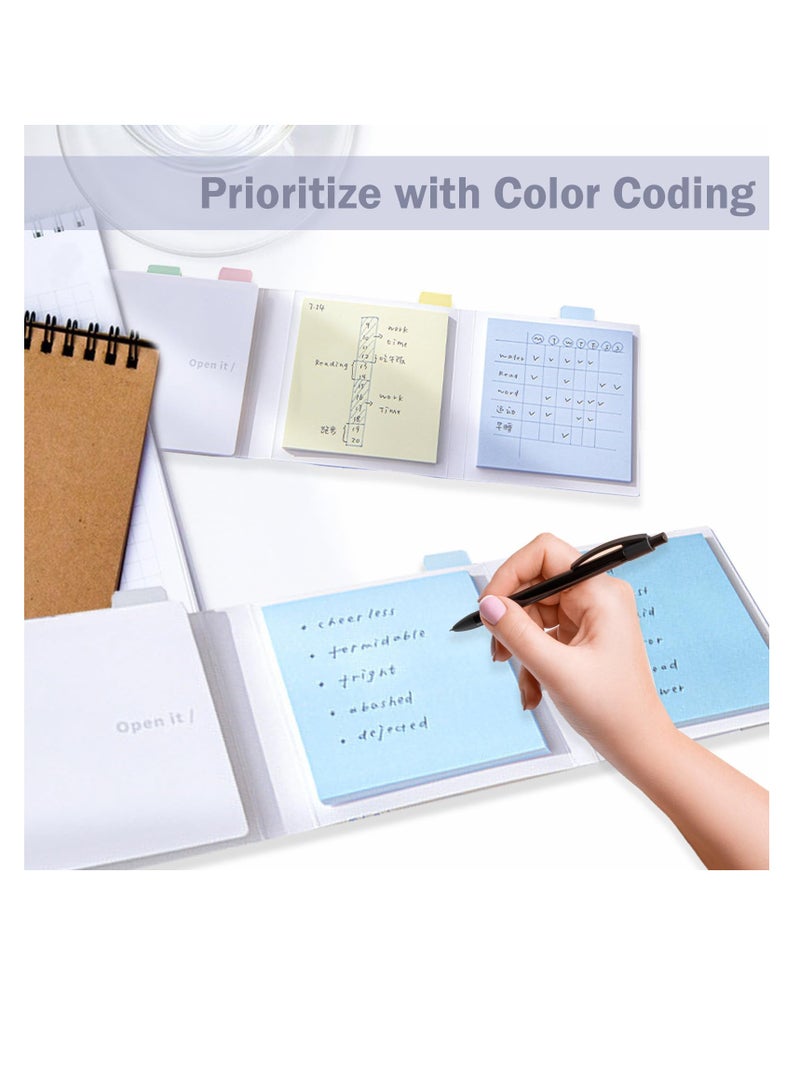 KASTWAVE Colorful Collapsible Sticky Notes, 2 Pack 4 Pads of 3"x3" Vibrant Colors Tear Away Sticky Pads, Ideal for Office, School, and Home, 120 Sheets Per Pack, Blue Series - Image 4