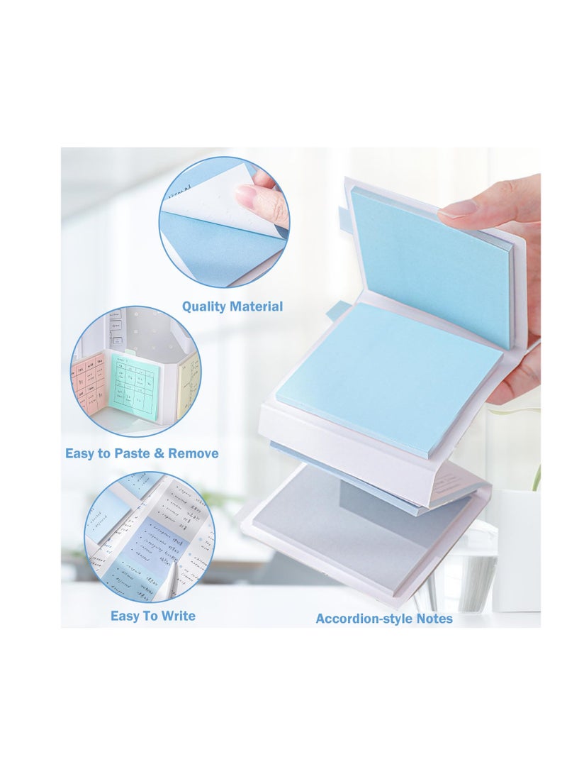KASTWAVE Colorful Collapsible Sticky Notes, 2 Pack 4 Pads of 3"x3" Vibrant Colors Tear Away Sticky Pads, Ideal for Office, School, and Home, 120 Sheets Per Pack, Blue Series - Image 3