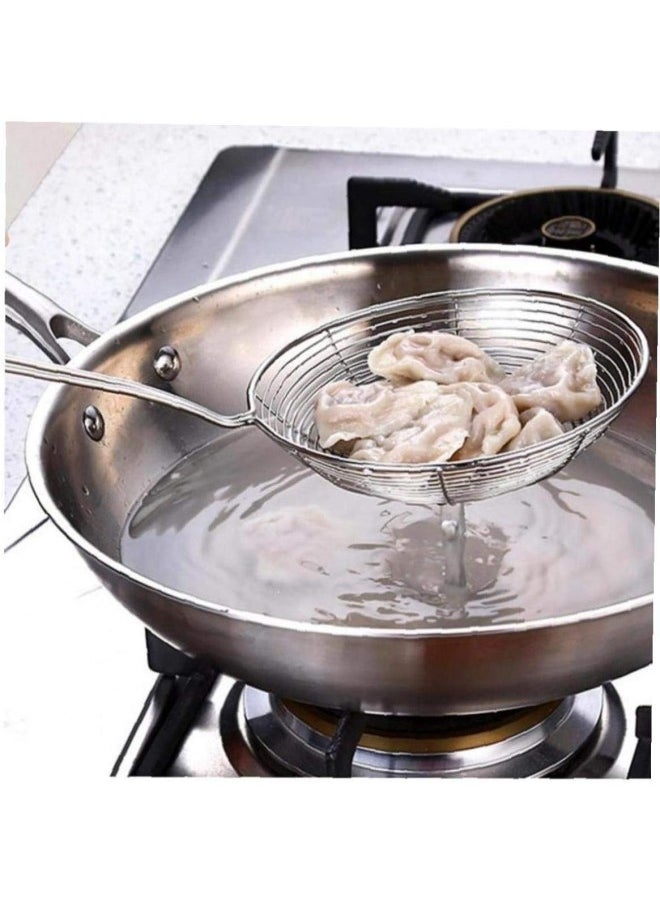 silvercnc 1pc Spider Strainer Skimmer Strainer Ladle Stainless Steel Wire Skimmer Spoon with Handle for Kitchen Frying Food, Pasta, Spaghetti, Noodle 