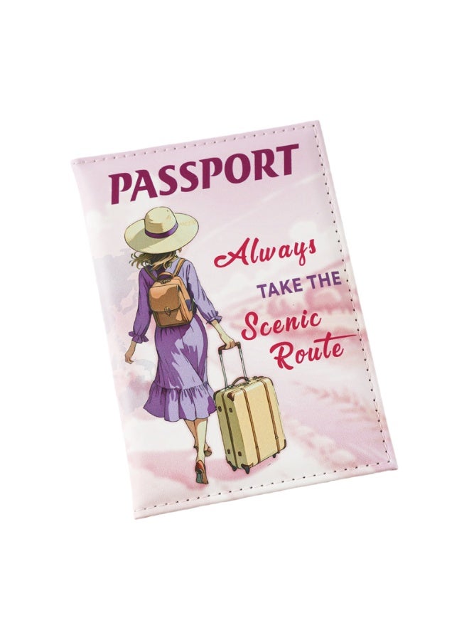 SHOWDAY Passport Holder Cover for Men & Women, PU Leather Travel Passport Case with Card Slots, Lightweight Protective Passport Wallet, Cute Travel Design - Image 1