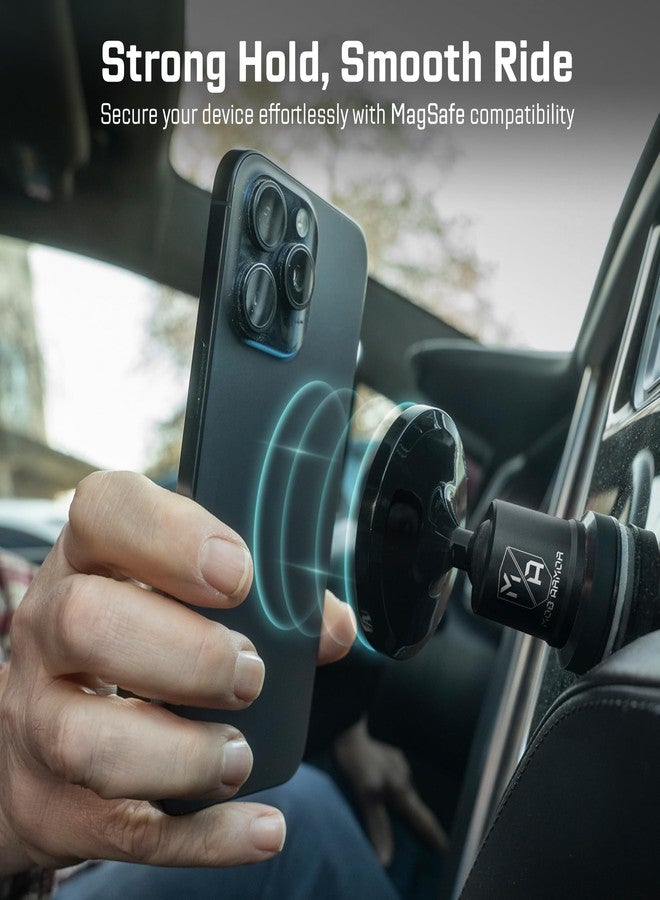 Mob Armor MobNetic Maxx MS - MagSafe Compatible Car Phone Mount w/ 90º Tilt, 360º Rotation & Durable Aluminum Build, Magnetic Holder for iPhone & Android Devices, USA Assembled - Black - Image 2