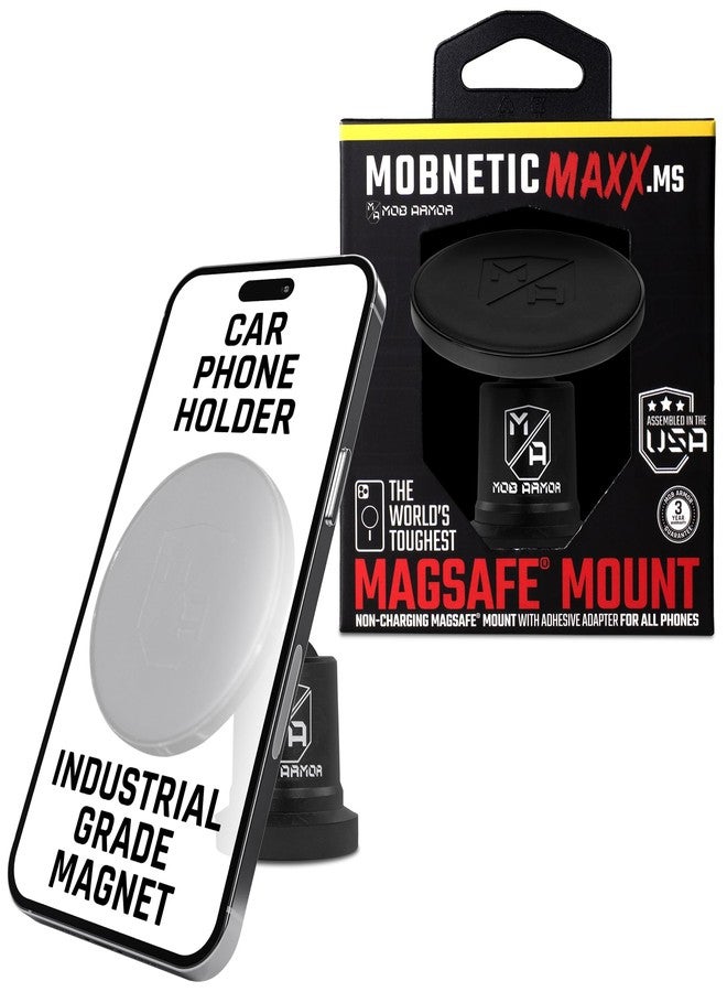 Mob Armor MobNetic Maxx MS - MagSafe Compatible Car Phone Mount w/ 90º Tilt, 360º Rotation & Durable Aluminum Build, Magnetic Holder for iPhone & Android Devices, USA Assembled - Black - Image 1