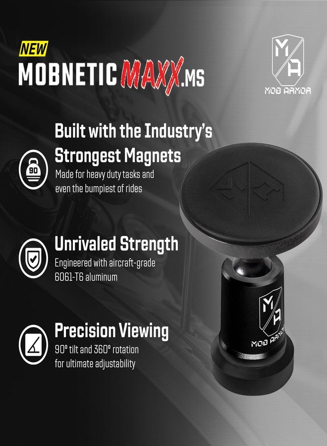 Mob Armor MobNetic Maxx MS - MagSafe Compatible Car Phone Mount w/ 90º Tilt, 360º Rotation & Durable Aluminum Build, Magnetic Holder for iPhone & Android Devices, USA Assembled - Black - Image 3