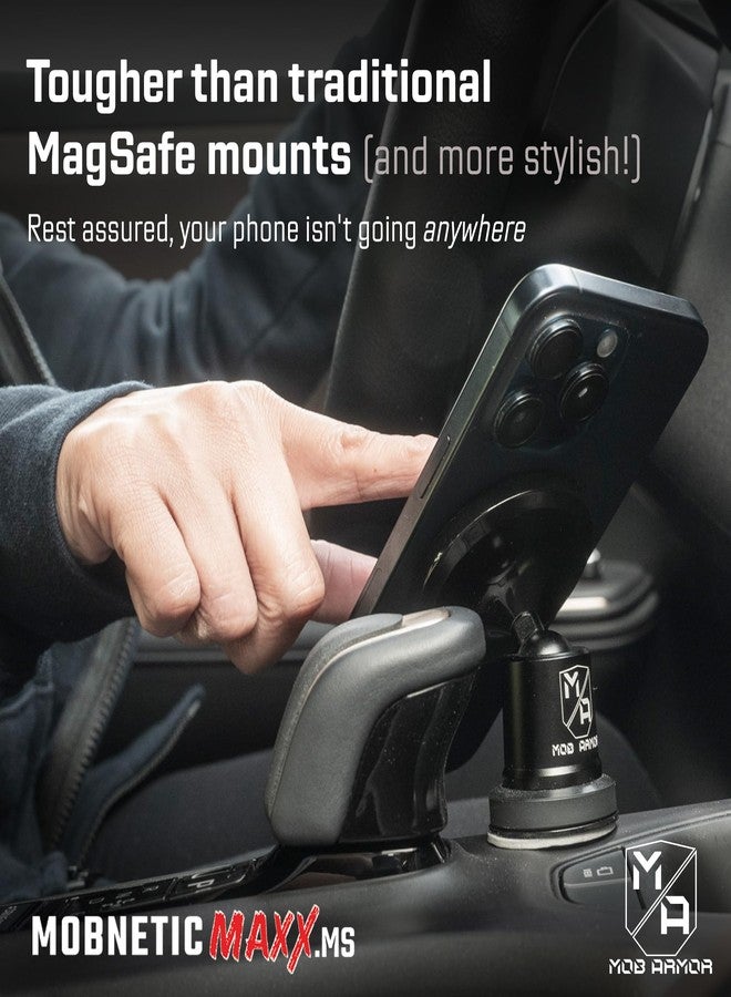Mob Armor MobNetic Maxx MS - MagSafe Compatible Car Phone Mount w/ 90º Tilt, 360º Rotation & Durable Aluminum Build, Magnetic Holder for iPhone & Android Devices, USA Assembled - Black - Image 4