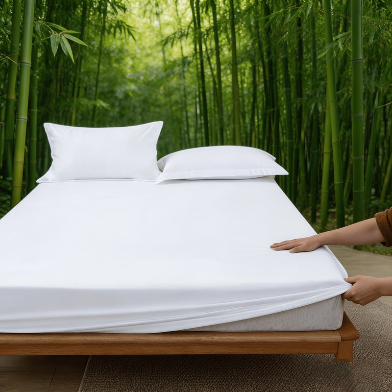 1pc Bamboo Fiber Comfortable 16 Inch Fitted Sheet Vibrant Blue Ultra Soft Breathable All Seasons Machine Washable for Bedroom Guest Room Dorm Hotel Everyday Use - Image 5