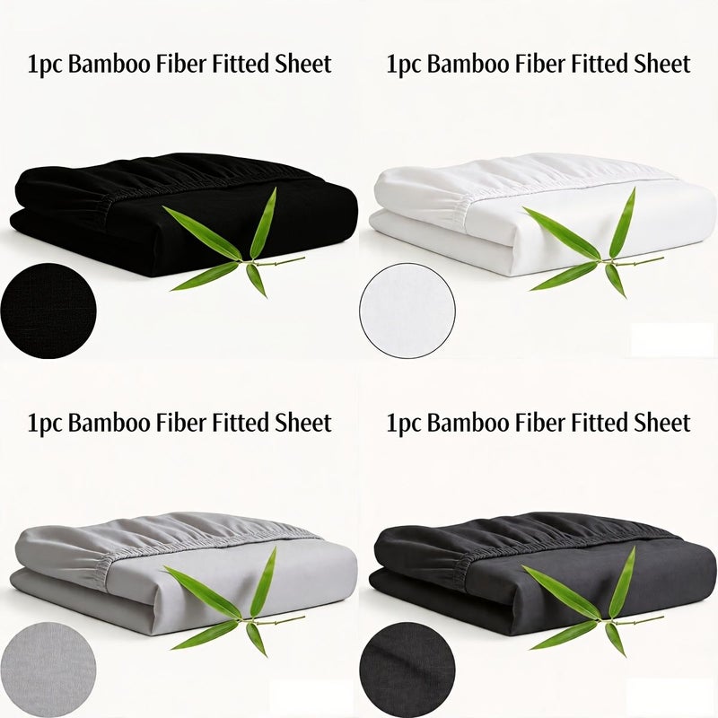 1pc Bamboo Fiber Comfortable 16 Inch Fitted Sheet Vibrant Blue Ultra Soft Breathable All Seasons Machine Washable for Bedroom Guest Room Dorm Hotel Everyday Use - Image 1