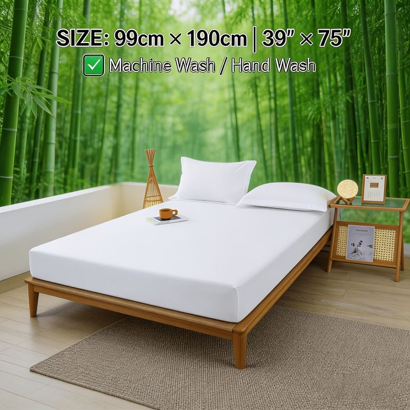 1pc Bamboo Fiber Comfortable 16 Inch Fitted Sheet Vibrant Blue Ultra Soft Breathable All Seasons Machine Washable for Bedroom Guest Room Dorm Hotel Everyday Use - Image 4