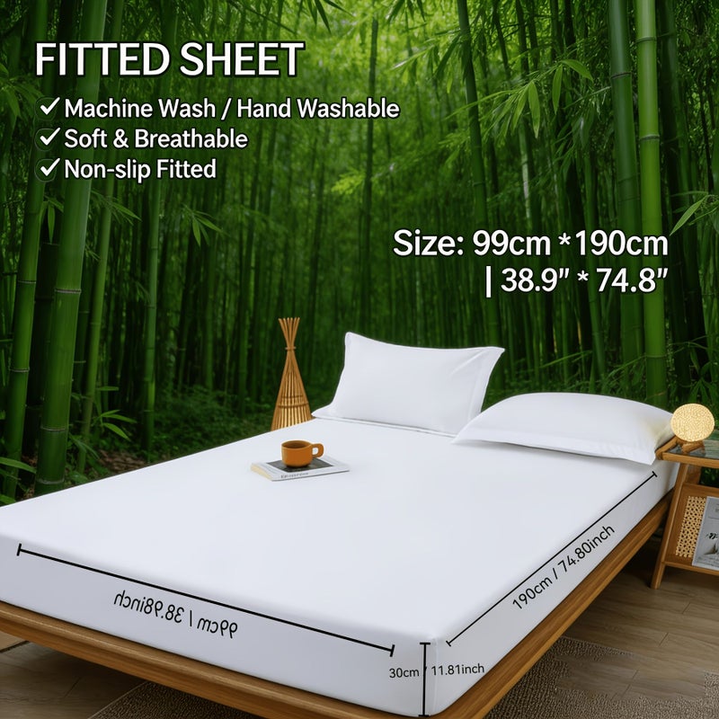 1pc Bamboo Fiber Comfortable 16 Inch Fitted Sheet Vibrant Blue Ultra Soft Breathable All Seasons Machine Washable for Bedroom Guest Room Dorm Hotel Everyday Use - Image 2
