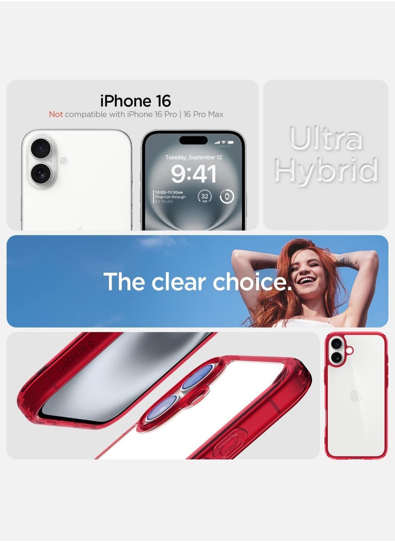 Spigen Ultra Hybrid iPhone 16 Case Cover (2024) - Red Crystal  - Image 2