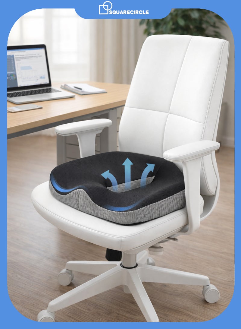 Squarecircle Breathable Seat Cushion for Tailbone Pain Relief – Ergonomic Cushion for Long Sitting, Post-Hemorrhoid Recovery, Sciatica & Lower Back Support – Ideal for Office, Home & Car Use - Image 1