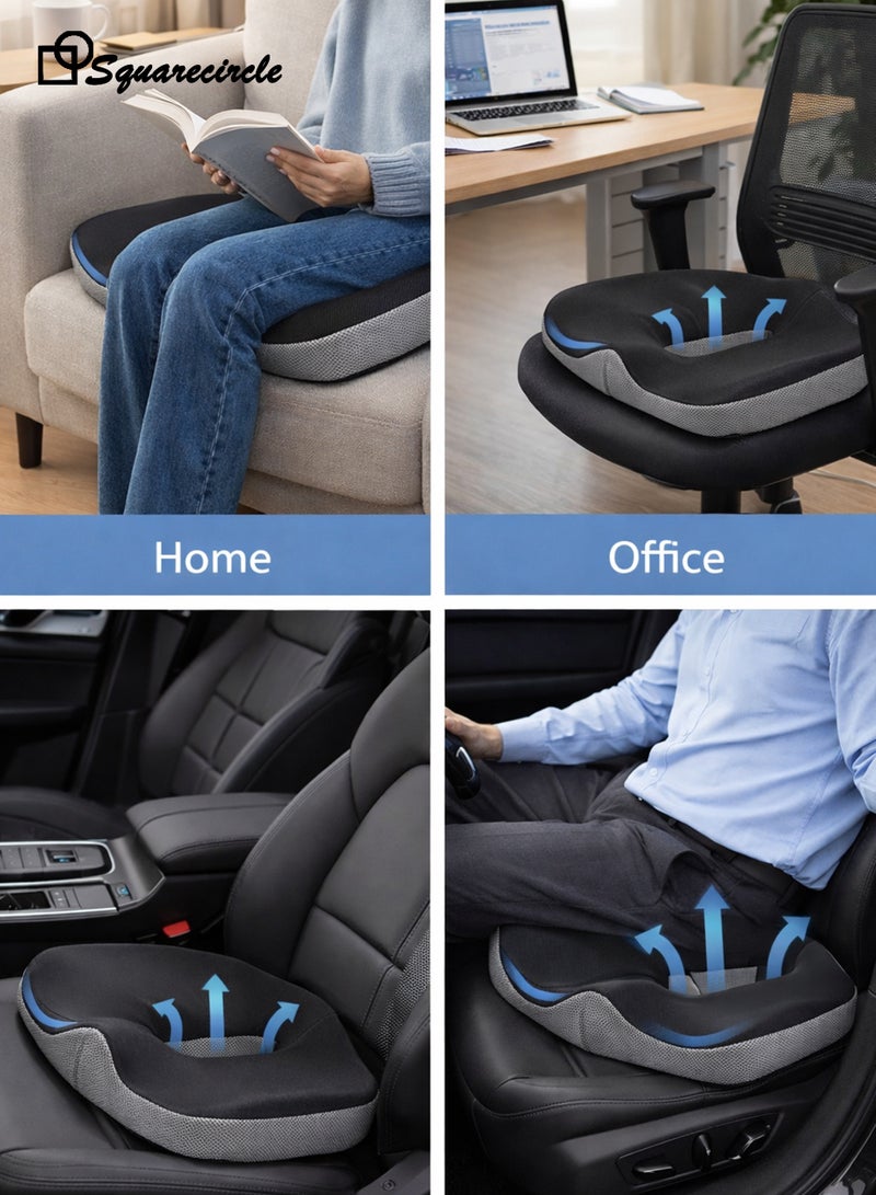 Squarecircle Breathable Seat Cushion for Tailbone Pain Relief – Ergonomic Cushion for Long Sitting, Post-Hemorrhoid Recovery, Sciatica & Lower Back Support – Ideal for Office, Home & Car Use - Image 5