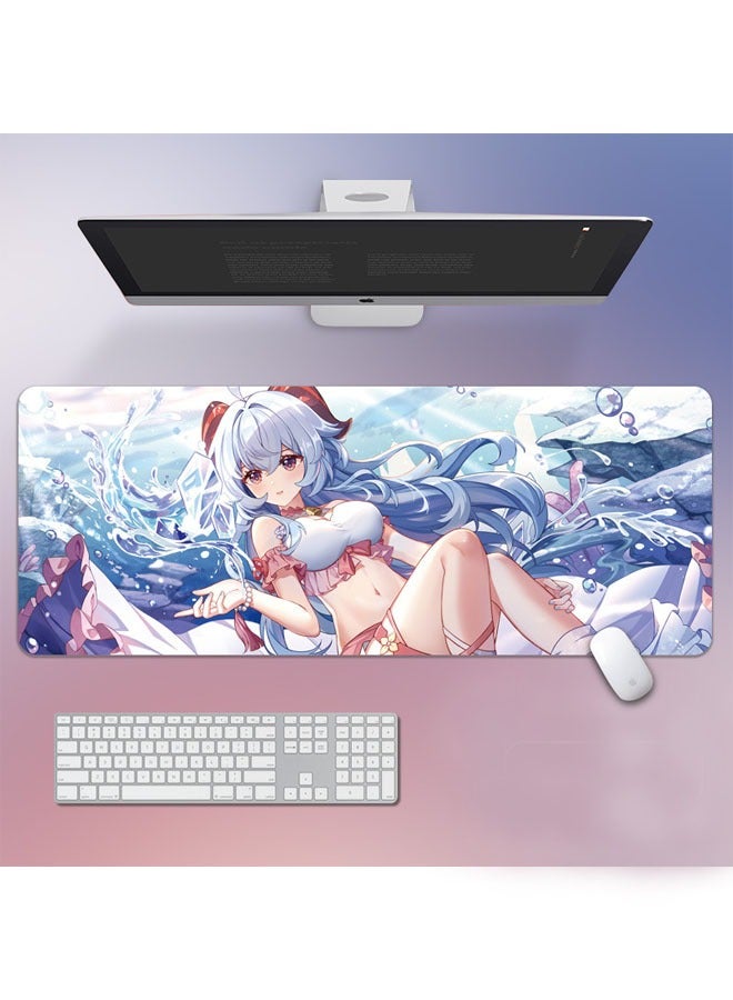Ganyu Genshin Impact Large Gaming Mouse Pad Desk Mat Anime Mousepad with Non-Slip Computers Laptop Gamer for Office Home 35.4x15.8x0.12 Inch - Image 2