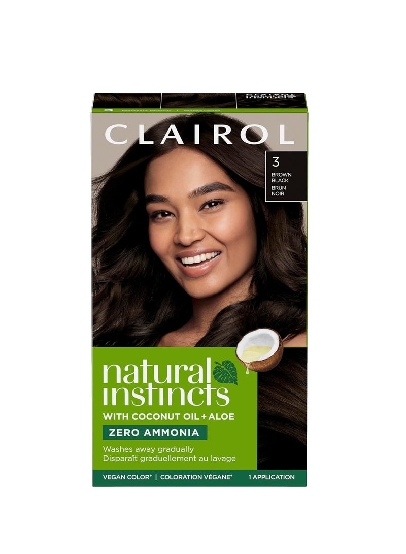 CLAIROL Natural Instincts Demi-Permanent Hair Dye, 3 Brown Black Hair Color, 5.85 Fl Oz (Pack of 1) - Image 1