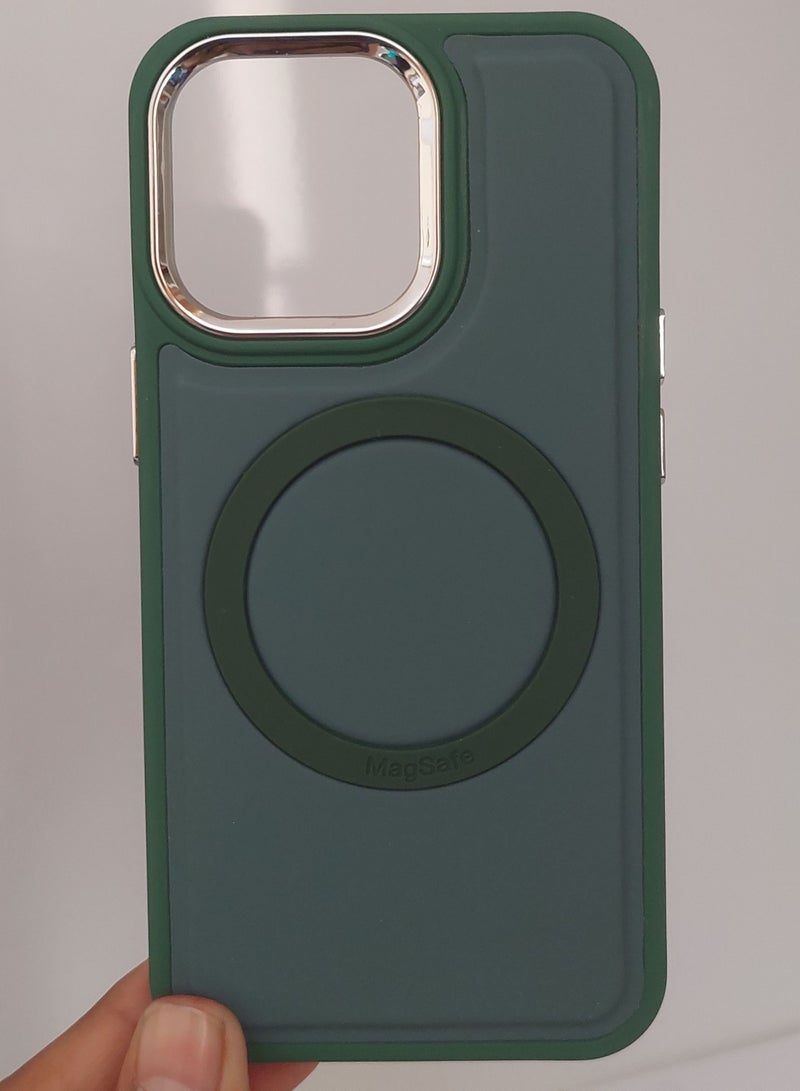 Mocome Case for Iphone Max series for Iphone 13 Pro Hard Silicone With Magsafe Green Colour - Image 1