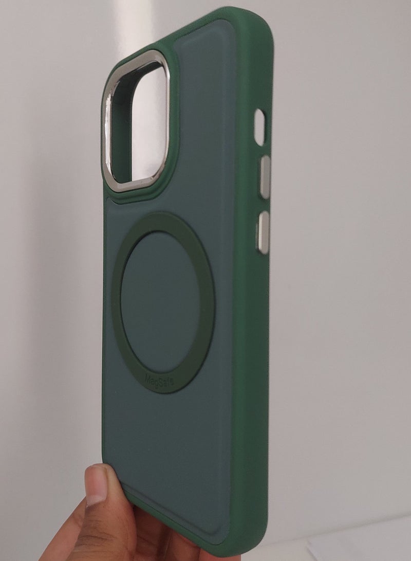Mocome Case for Iphone Max series for Iphone 13 Pro Hard Silicone With Magsafe Green Colour - Image 3