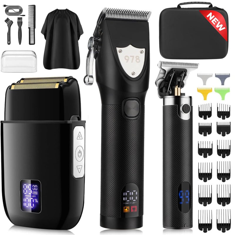 Suttik Professional Hair Clippers for Men Clippers and Trimmers Set Cordless Barber Clippers for Hair Cutting Beard Trimmer Hair Cutting Kit with TBlade Close Cutting Trimmer