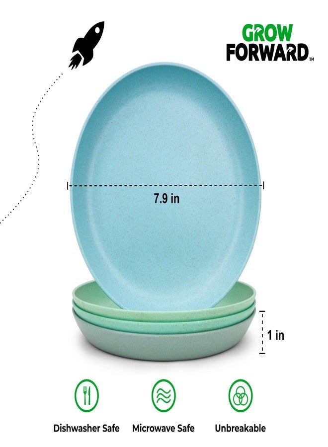 Grow Forward Wheat Straw Kids Plates and Bowls Sets - 8-Piece Unbreakable Dishwasher & Microwave Safe Plastic Plates for Kids - Reusable Non Toxic BPA-Free Dinnerware for Children - Rainforest - Image 4