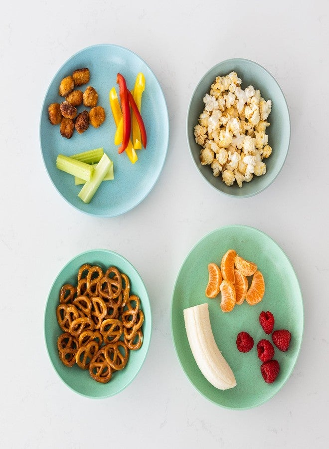 Grow Forward Wheat Straw Kids Plates and Bowls Sets - 8-Piece Unbreakable Dishwasher & Microwave Safe Plastic Plates for Kids - Reusable Non Toxic BPA-Free Dinnerware for Children - Rainforest - Image 2