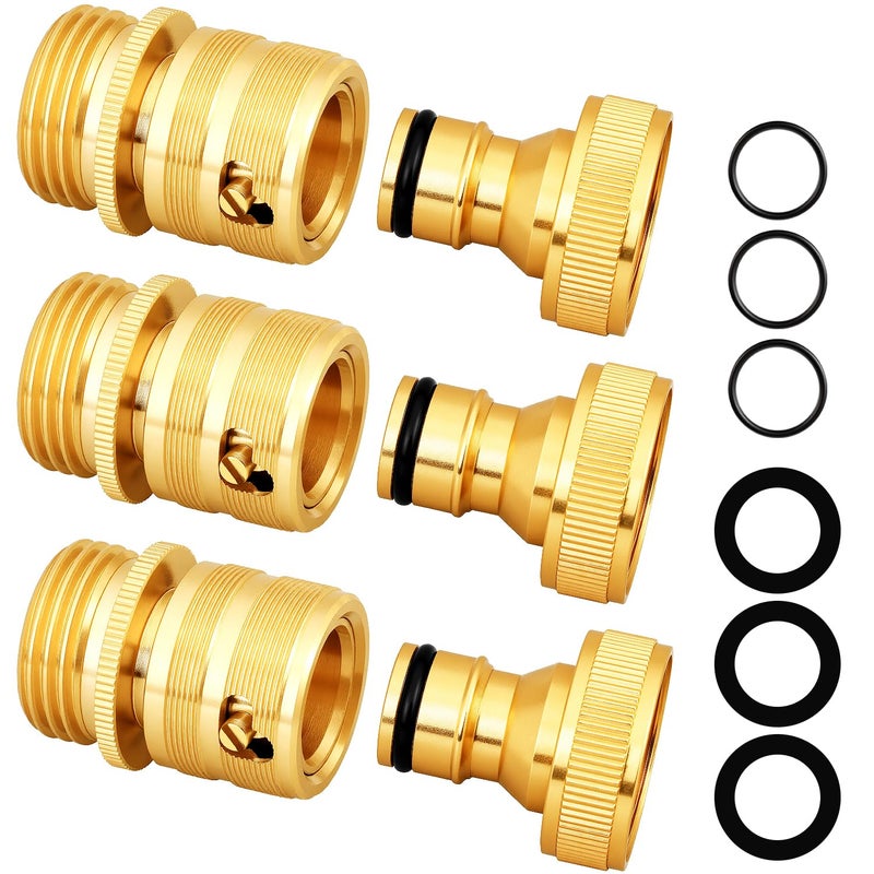 SIGURANTA Garden Hose Quick Disconnect Fittings 3Pcs Solid Brass 34 Inch GHT Thread Hose Connectors for Outdoor Faucet Adapter - Image 2
