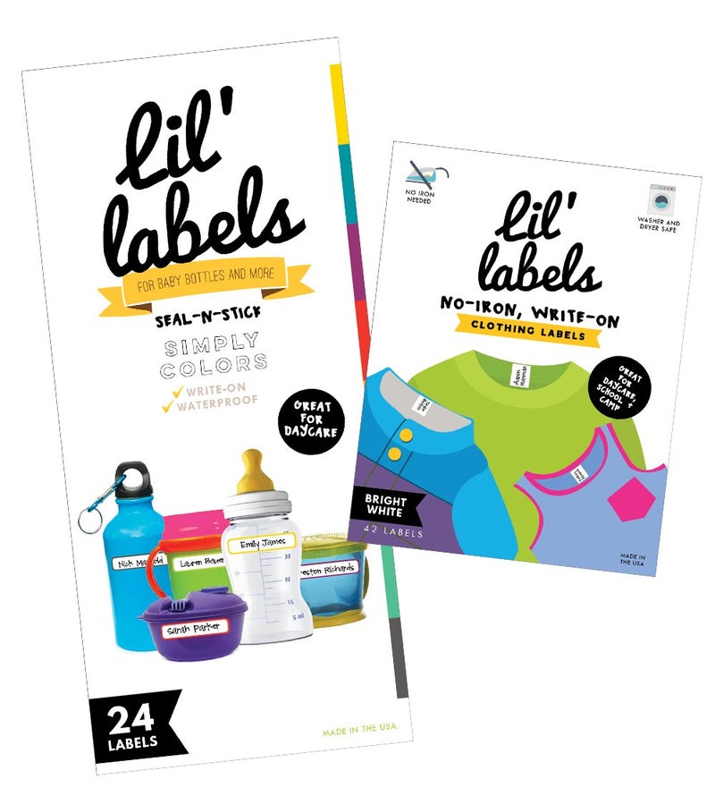 Lil' Labels Daycare Labels Value Pack - Bottle and Clothing Labels, Waterproof - Image 1