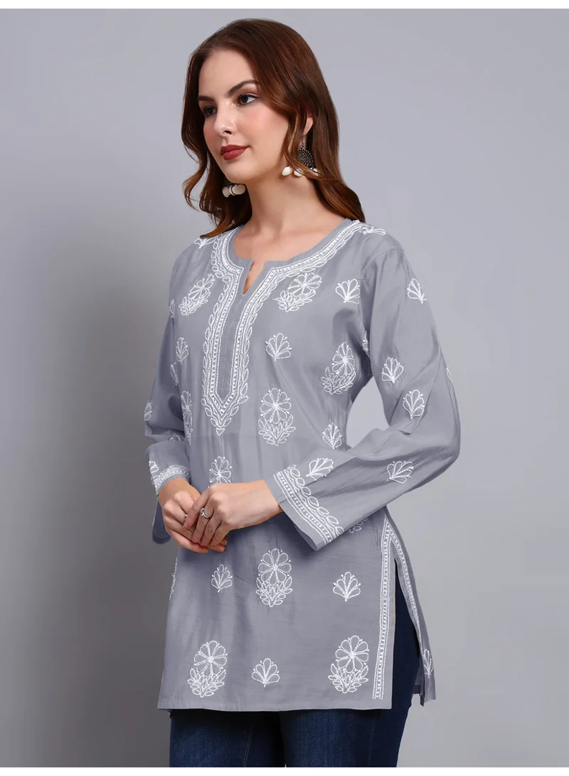 Alaya Hand Embroidered Chikankari Chanderi Kurti-AL4090