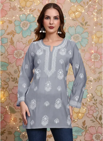 Alaya Hand Embroidered Chikankari Chanderi Kurti-AL4090