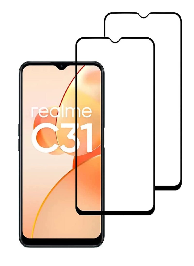 Super 2 Pieces Tempered Glass Screen Protector 5D Designed For Realme C31 Full Glue Edge to Edge Full Screen Coverage And Bubble Free - Image 1