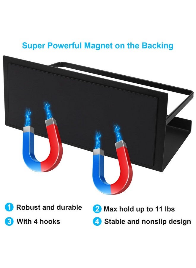 Seropy Magnetic Spice Rack for Refrigerator, 2 Pack Magnetic Shelf Spice Organizer for Spice Jars, Fridge Seasoning Organizer Spice Holder Magnet Shelves + 4 Hooks for Kitchen Pantry  - Image 2