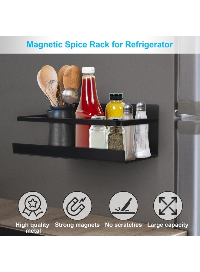 Seropy Magnetic Spice Rack for Refrigerator, 2 Pack Magnetic Shelf Spice Organizer for Spice Jars, Fridge Seasoning Organizer Spice Holder Magnet Shelves + 4 Hooks for Kitchen Pantry  - Image 4