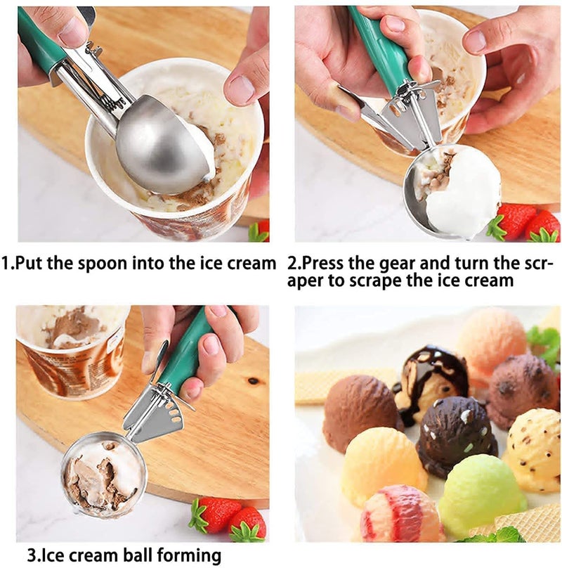 ARTO Ice Cream Scoop with Trigger – Stainless Steel | Push-Button Ice Cream Scooper for Gelato, Frozen Yogurt – Food-Grade Rubber Handle, Dishwasher Safe, Heavy-Duty Kitchen Tool - Image 4