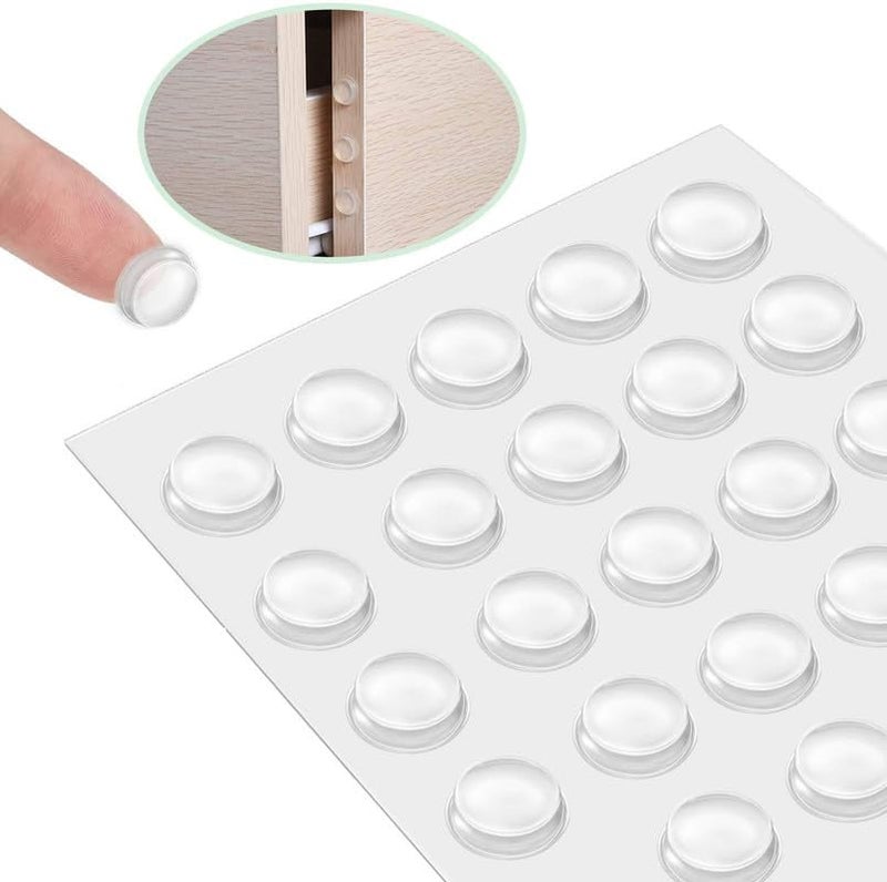 BOSCO Round Self Adhesive Silicone Bumper, Circular Dots Cabinet Safety Stoppers for Drawer with Mute Buffer, Antiskid Vibration pad (3x8 mm)(Color-Transparent)(Set-20Pcs) - Image 1