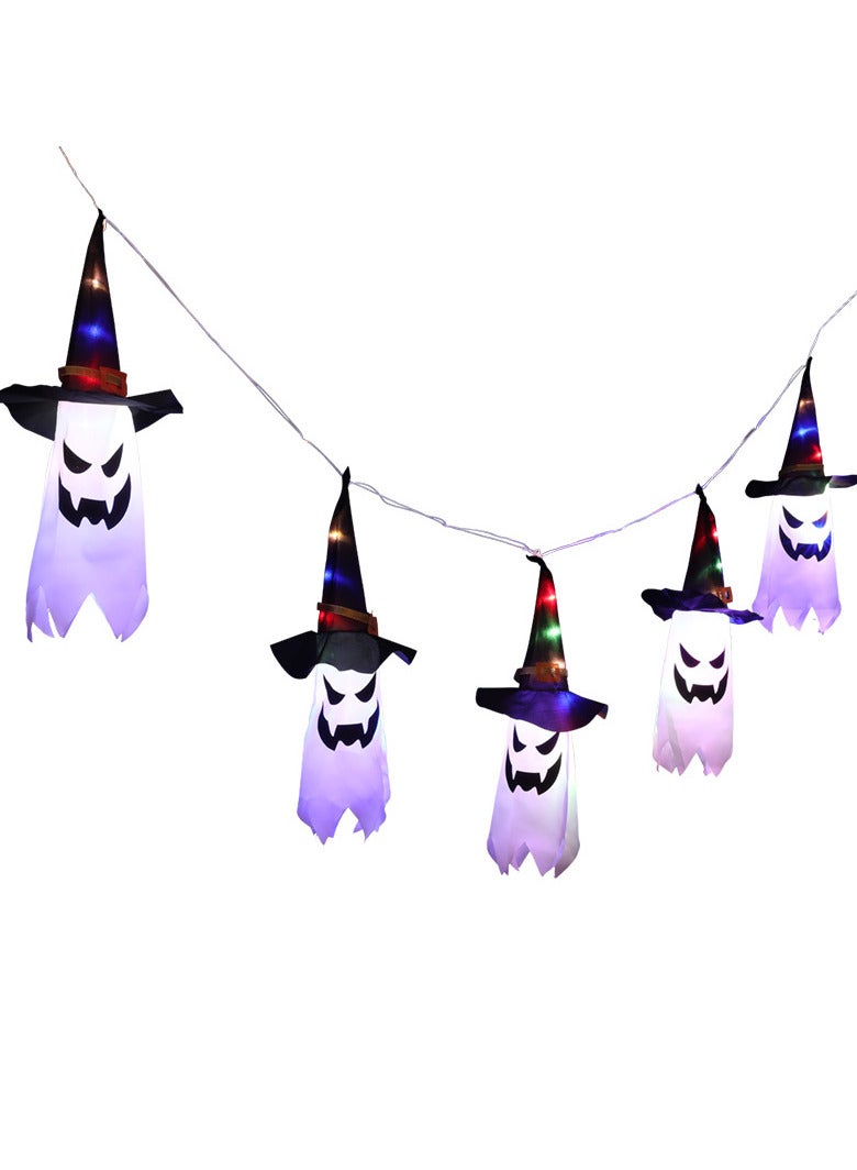 AUTOYSUR Festival Decorations Ghost Witch Hat with Lights,for Party Indoor Outside Ornaments and Yard Tree Garden,5pcs(Ghost)  - Image 1