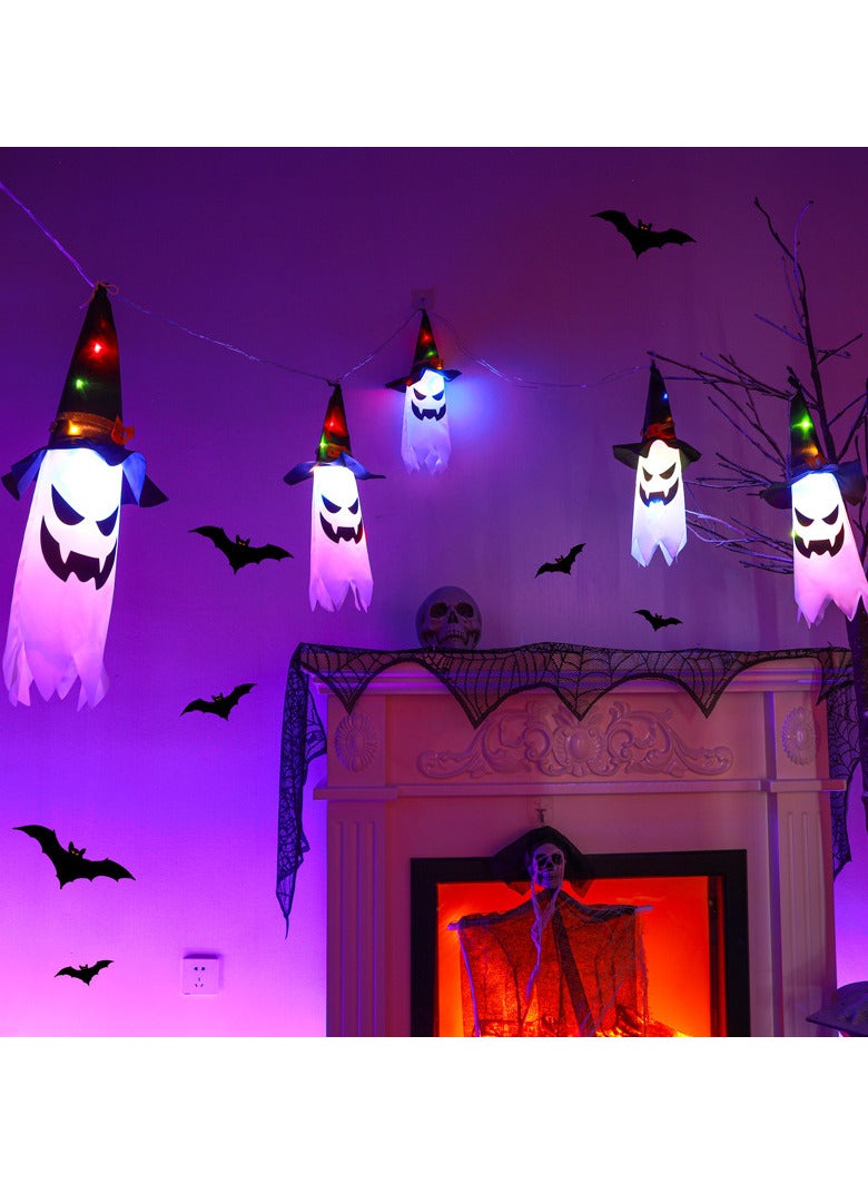 AUTOYSUR Festival Decorations Ghost Witch Hat with Lights,for Party Indoor Outside Ornaments and Yard Tree Garden,5pcs(Ghost)  - Image 3