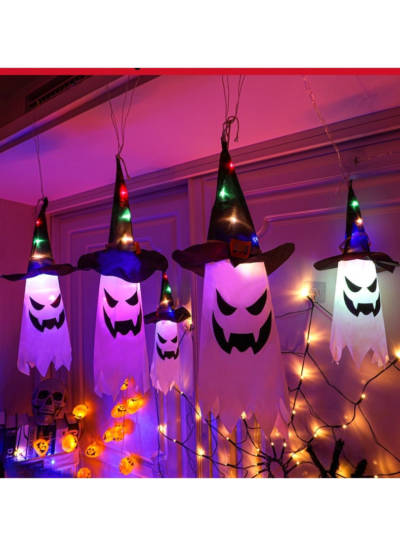 AUTOYSUR Festival Decorations Ghost Witch Hat with Lights,for Party Indoor Outside Ornaments and Yard Tree Garden,5pcs(Ghost)  - Image 4