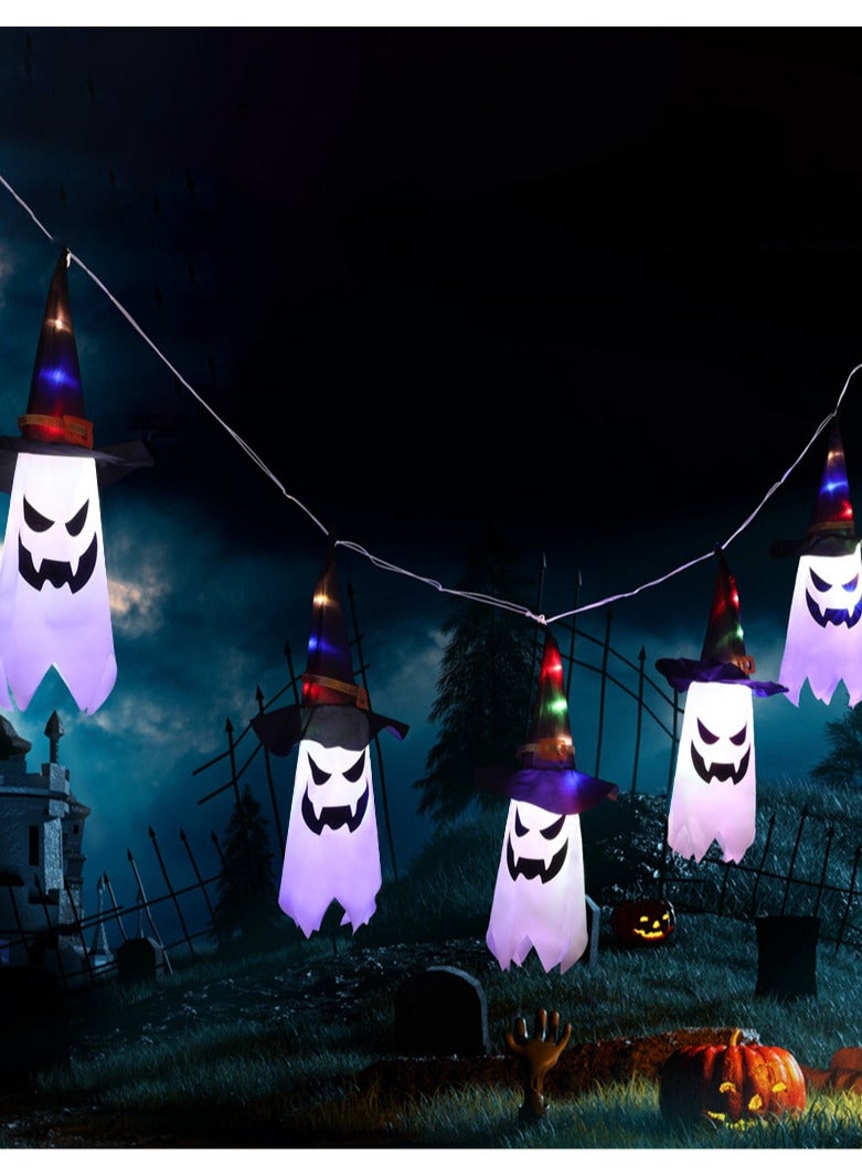 AUTOYSUR Festival Decorations Ghost Witch Hat with Lights,for Party Indoor Outside Ornaments and Yard Tree Garden,5pcs(Ghost)  - Image 5