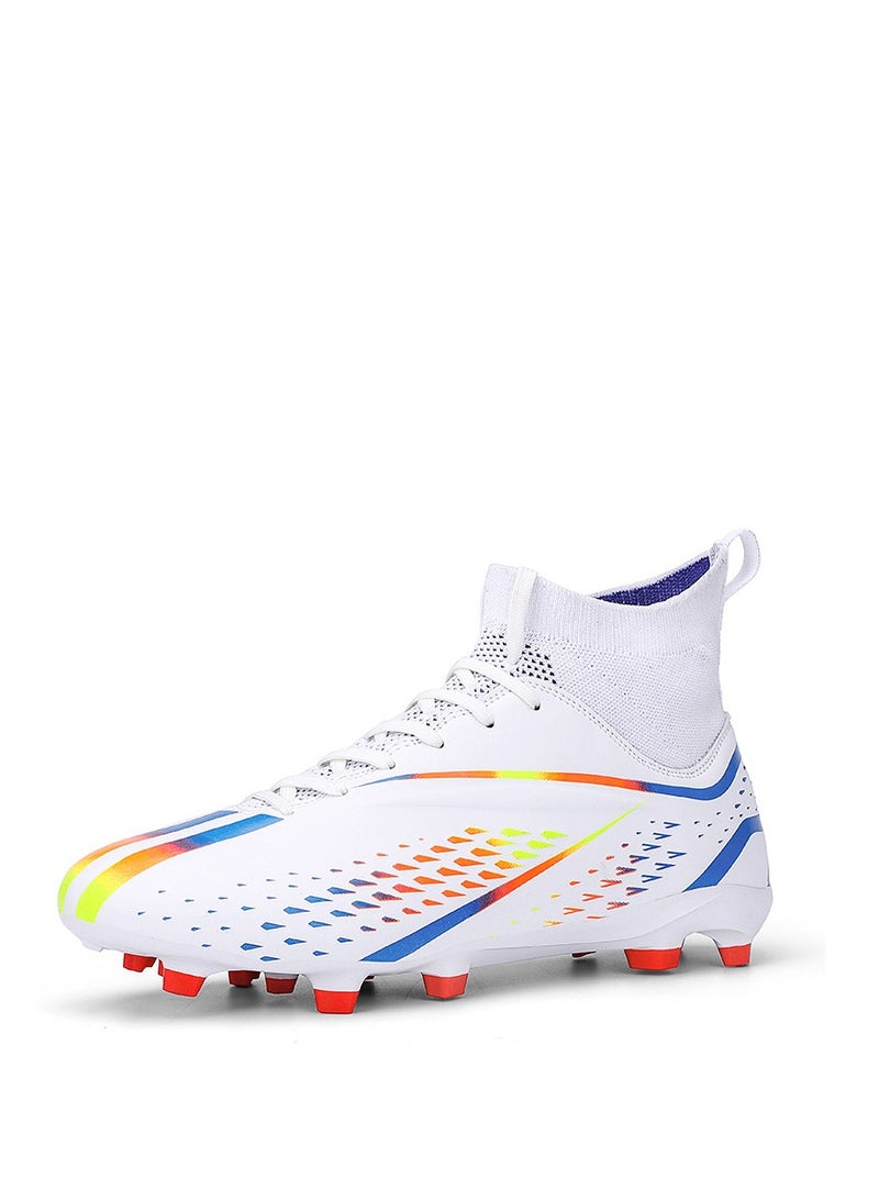 xozgdovg Spike sneakers TF training shoes Football shoes non-slip(Spike bright white)  - Image 1