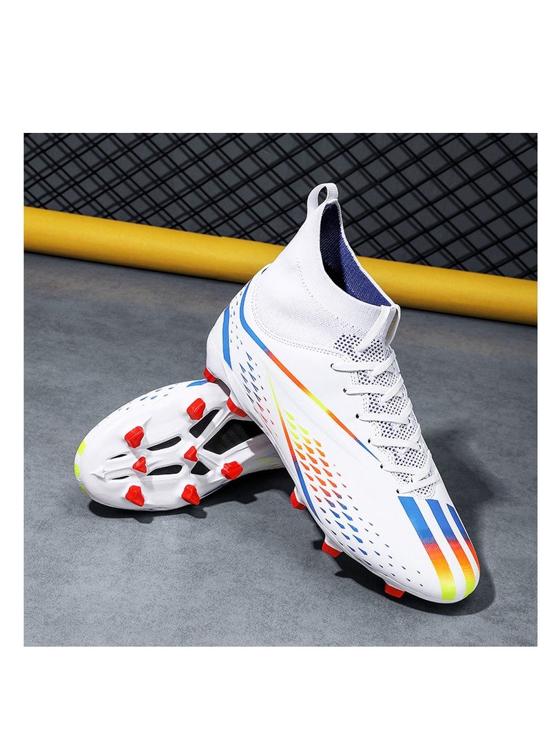 xozgdovg Spike sneakers TF training shoes Football shoes non-slip(Spike bright white)  - Image 2