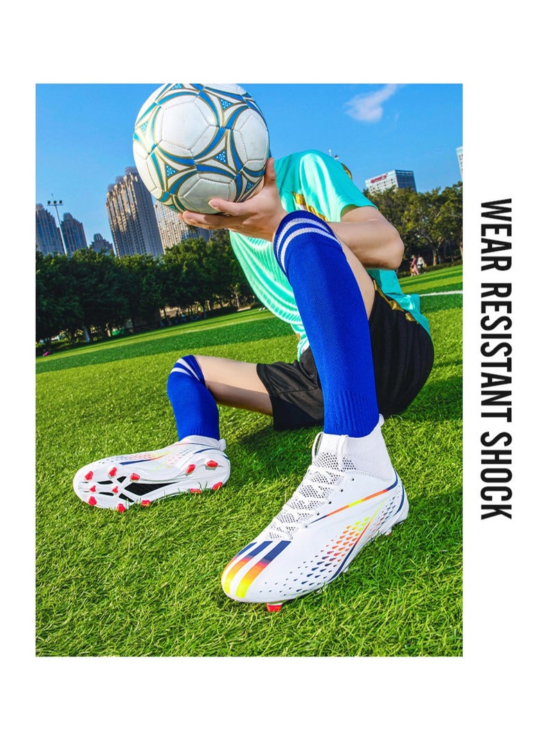 xozgdovg Spike sneakers TF training shoes Football shoes non-slip(Spike bright white)  - Image 3